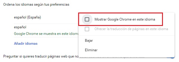  Show Google Chrome in this language