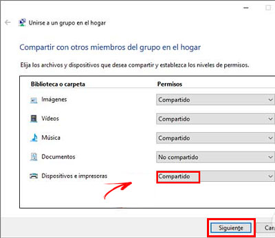 Share devices and printer Homegroup