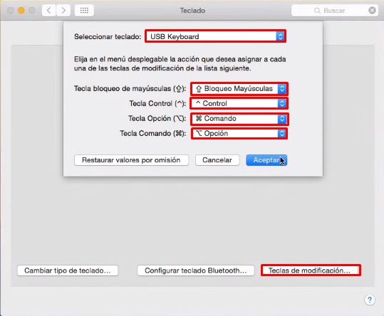 Configure windows keyboard on mac, modifier keys