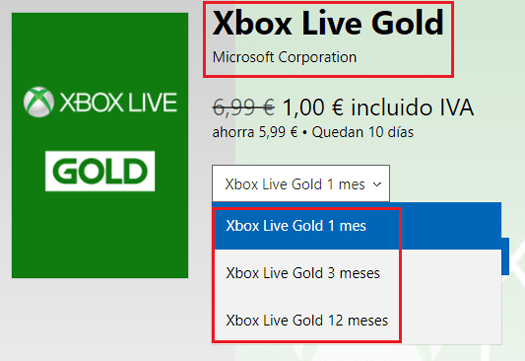Subscription plans Xbox Gold accounts