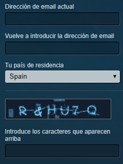 New Steam account registration form