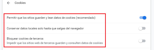 Allow to block cookies Google Chrome