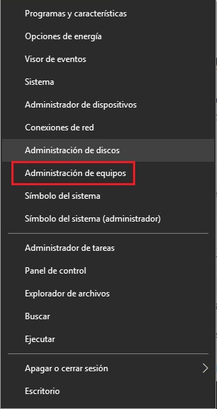 Open Windows 10 administrator menu