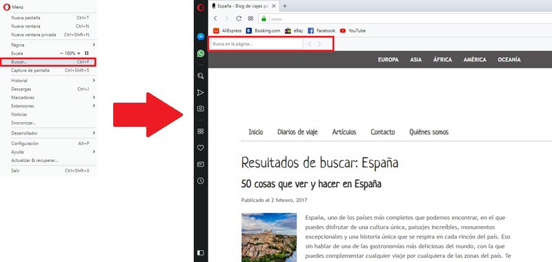 search word In Opera browser