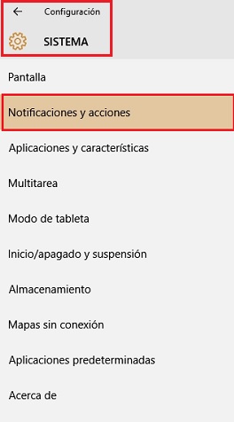 Notifications and actions windows 10