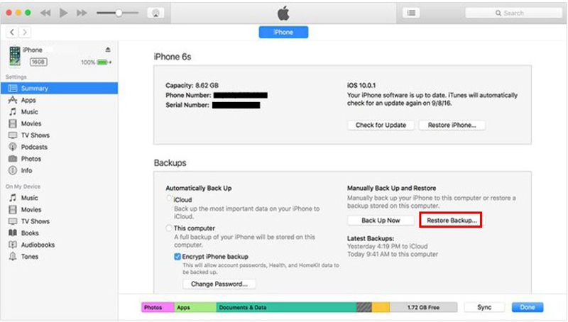 Restore iPhone 8 Plus locked with iTunes