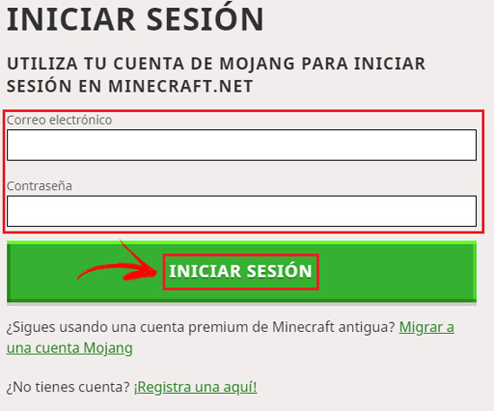 Minecraft game access form from PC