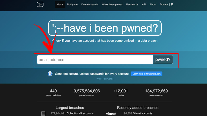 Check vulnerability with Haveibeenpwned