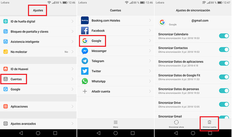 Steps to delete Google account on Android