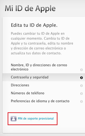 ICloud provisional support PIN