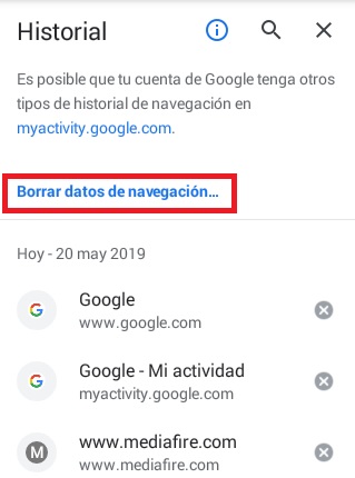 delete Chrome browsing data