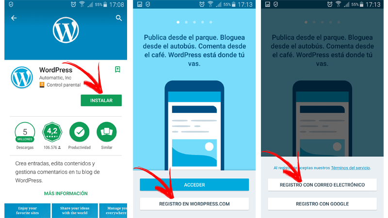 Download and install app from WordPress.com android ios