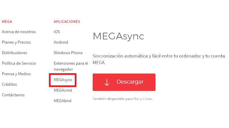 Steps to download and install Megasync on PC
