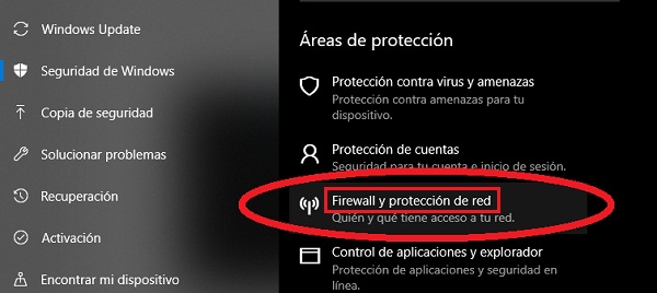 windows menu firewall and network protection