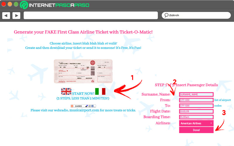 fake omatic airline tickets