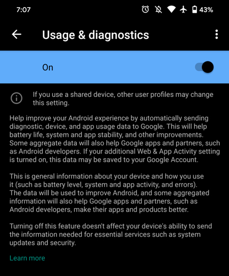 How to disable third-party app analysis of Android Lockbox