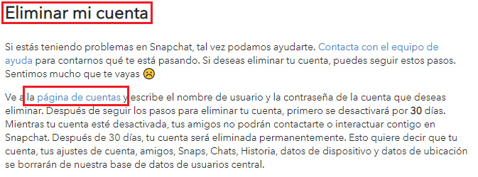 Enter Snapchat account page