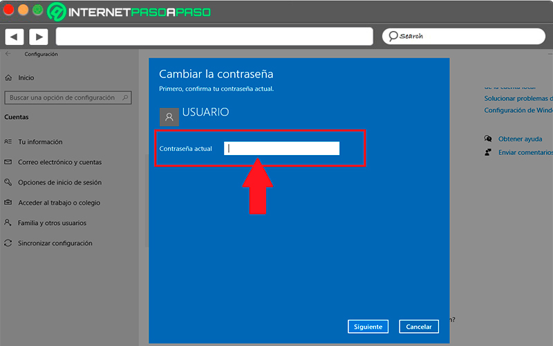 Learn step by step how to change the password of a Windows 10 user from scratch