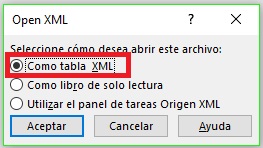 as XML table