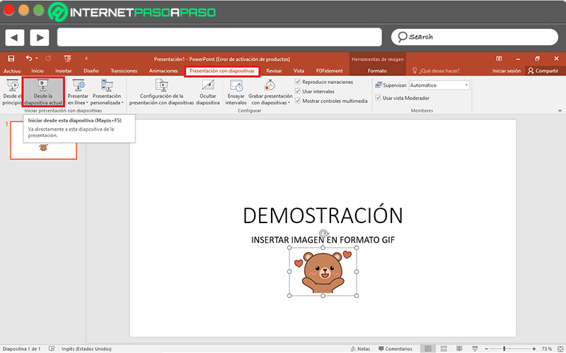 Learn step by step how to insert a GIF image into PowerPoint