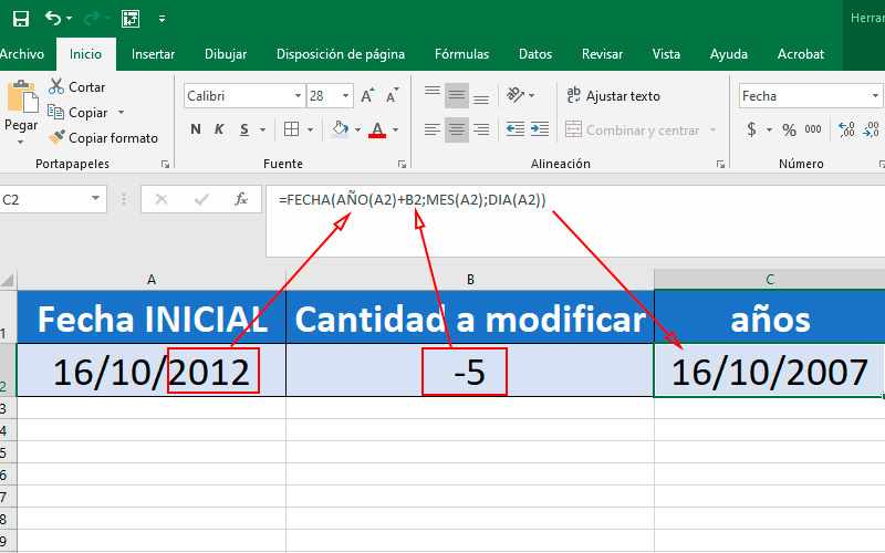 Add years with Microsoft Excel