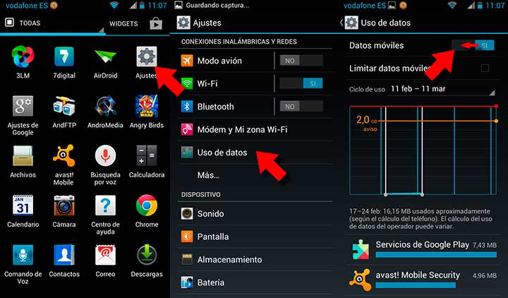 Activate Android mobile data