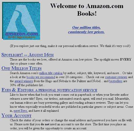 Amazon's First Website