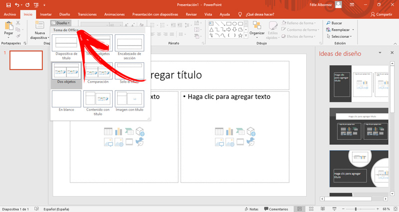 Learn step by step how to set a slide layout in PowerPoint