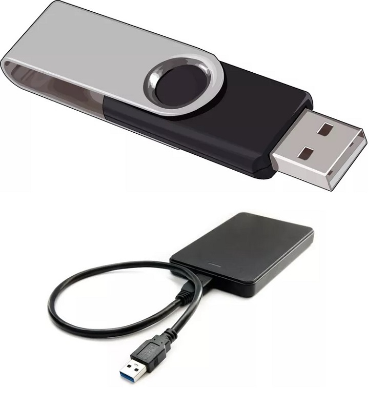 pendrive and external hard drive