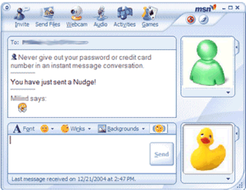 Typical buzzing Windows MSN conversations