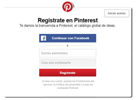 Step 1 to open a free Pinterest account