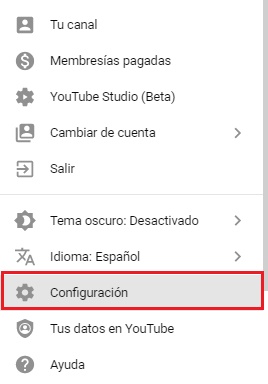 Youtube;  setting