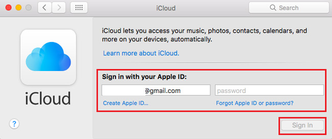 sign in to iCloud email