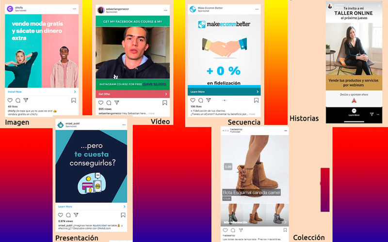 What types of advertising campaigns can you do on Instagram Ads and what are their objectives?