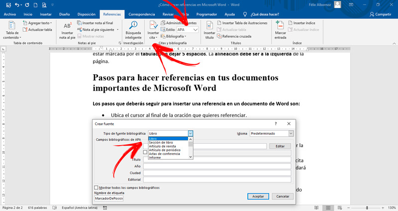 Steps to make references in your important Microsoft Word documents