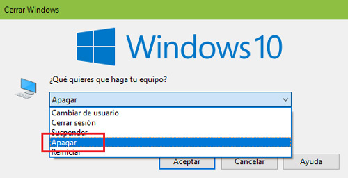 Alt F4 combination to shut down Windows 10