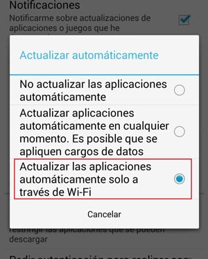 Enable or disable automatic updates app Google Play Store Android