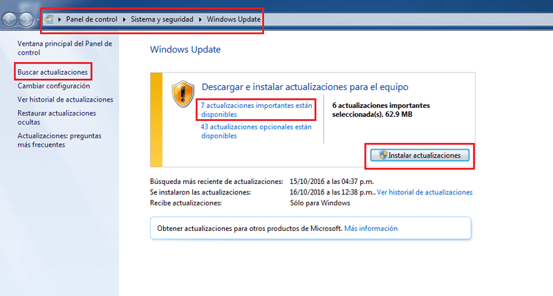 Install update Windows Update windows 7