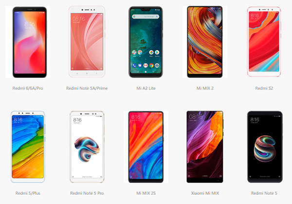 Choose your Xiaomi smartphone to update