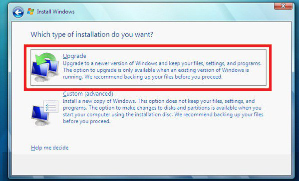 Upgrade from Windows Vista to Windows 7 without losing data