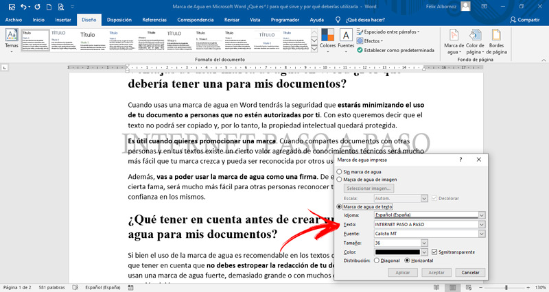 Steps to insert a watermark in a Microsoft Word document
