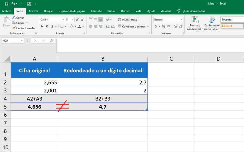 What should we keep in mind when rounding decimals in our spreadsheet?  Operations