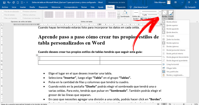 Learn step by step how to create your own custom table styles in Word