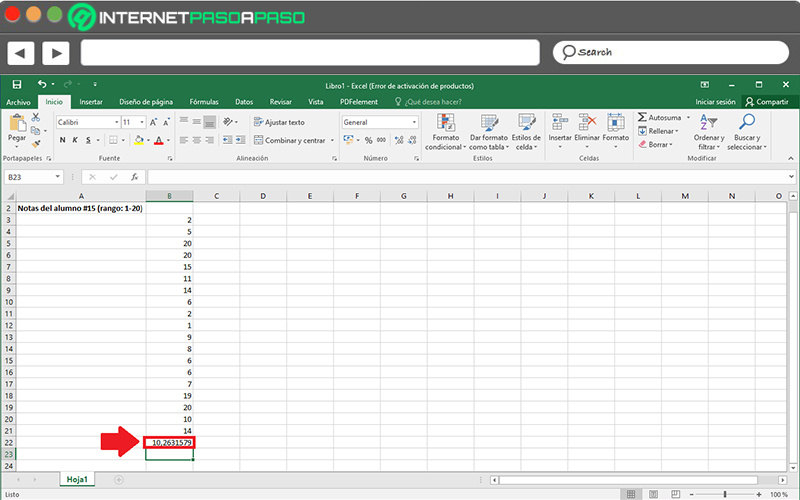 Steps to get the mean of a data set in Microsoft Excel