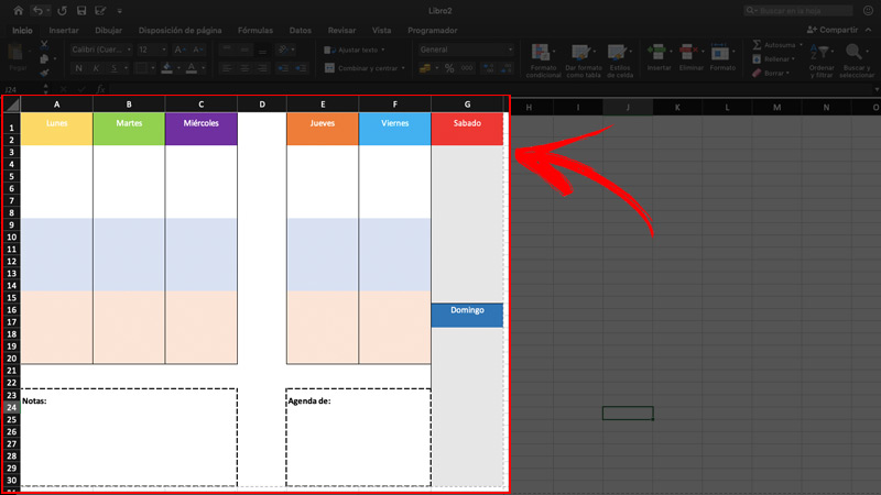 Create an agenda manually in Excel