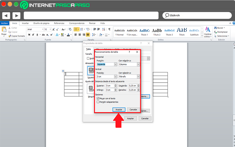 Learn step by step to configure the alignment of your tables in Microsoft Word