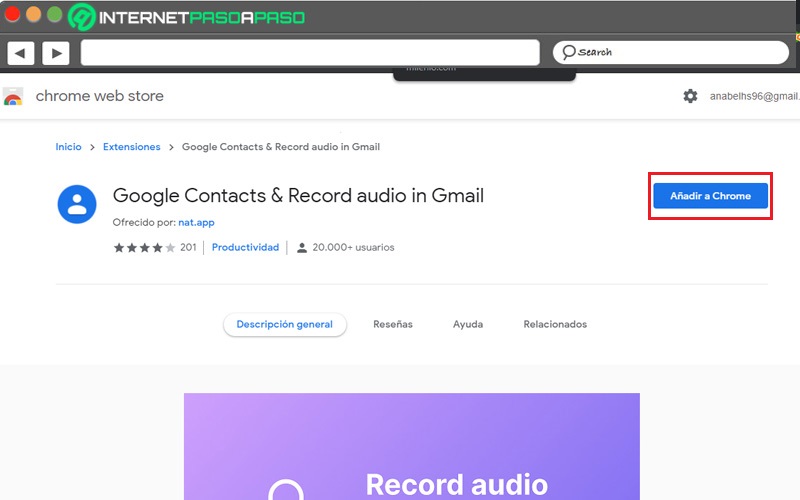 download extension called Google Contacts & Record Audio
